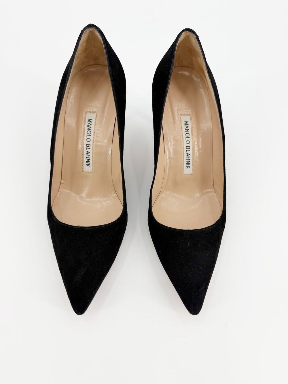 Manolo Blahnik BB 70 Black Suede Pointed Toe Stiletto Pumps Heels Size 37 EU 7